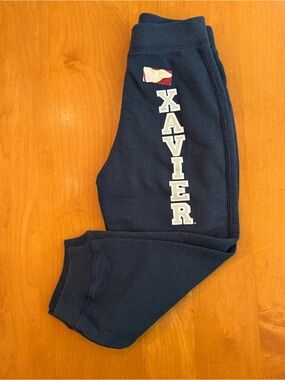 Xavier Navy Kids Sweatpants with White Lettering